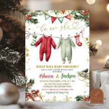 Santa Baby Pendurando Roupas Revelação de Gênero