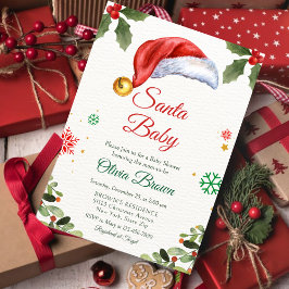 Convites Santa Baby tem Chamada de Festa de Bebê de Natal