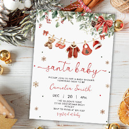 Convites Santa Baby Winter Christmas Baby Shower Invitation