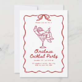 Convites Santa Christmas cocktail party, fun modern