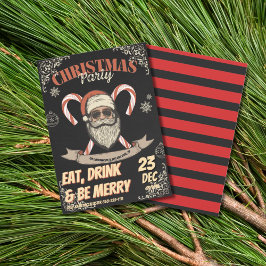 Convites Santa Christmas Party Vintage Red
