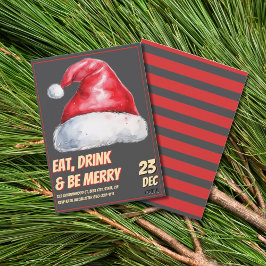 Convites Santa Christmas Party Vintage Red