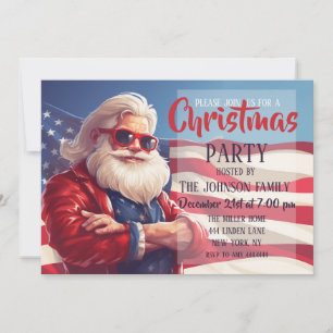 Convites Santa Claus American Flag