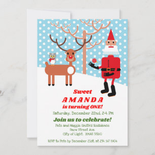 Convites Santa Claus e Rudolph Primeira Festa de aniversári
