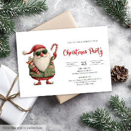 Convites Santa Claus modern watercolor holiday invite card