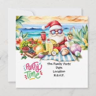 Convites SANTA CLAUS na praia do Havaí no Natal