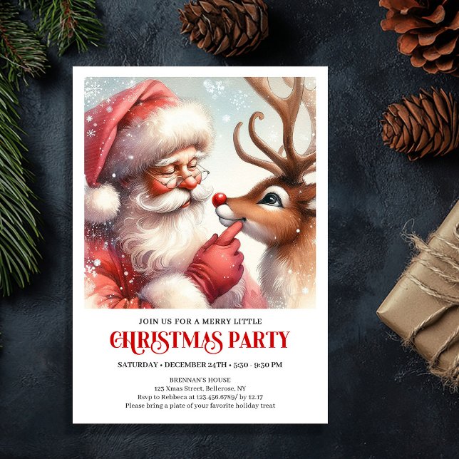 Convites Santa Claus Rudolph Christmas Festive Winter Party (Santa Claus Rudolph Christmas Festive Winter Party Invitation

)