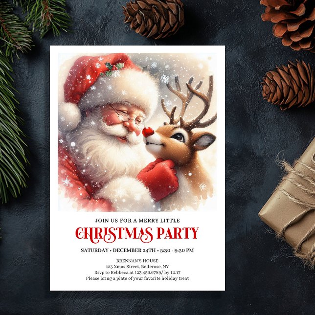 Convites Santa Claus Rudolph Christmas Joyful Winter Party  (Santa Claus Rudolph Christmas Joyful Winter Party Invitation

)