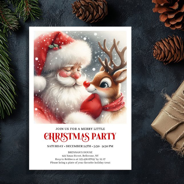 Convites Santa Claus Rudolph Holiday Winter Party Celebrate (Santa Claus Rudolph Holiday Winter Party Celebration Invitation

)