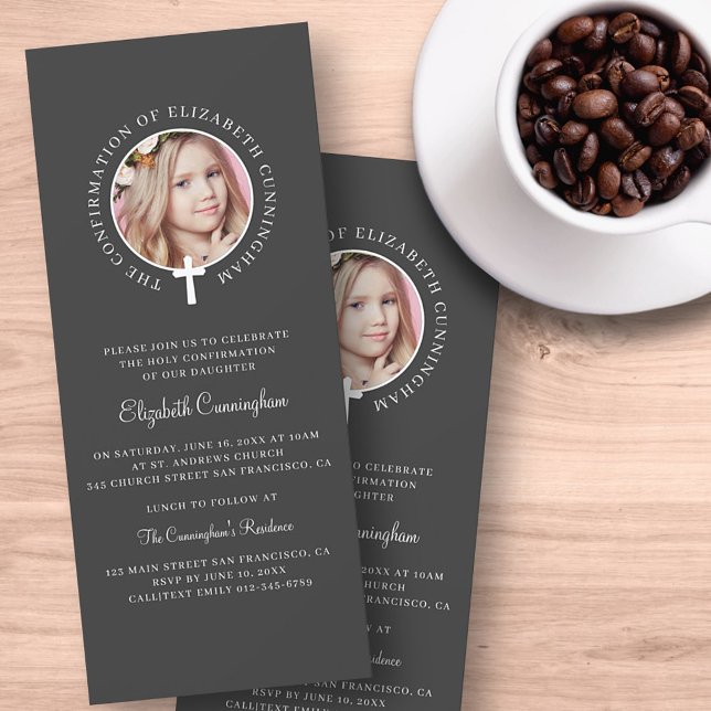 Convites Santa Confirmação | Foto personalizada e cruz simp (Criador carregado)