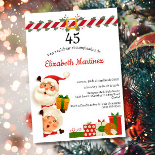 Convites Santa Espanhol e a Sra. Claus Natal Aniversário de