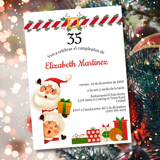 Convites Santa Espanhol e a Sra. Claus Natal Aniversário de (Criador carregado)