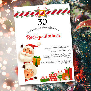 Convites Santa Espanhol e a Sra. Claus Natal Aniversário de