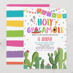Convites Santa Guacamole Fiesta Chá de fraldas Cactus