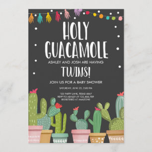 Convites Santa Guacamole Fiesta Twins Chá de fraldas Convit