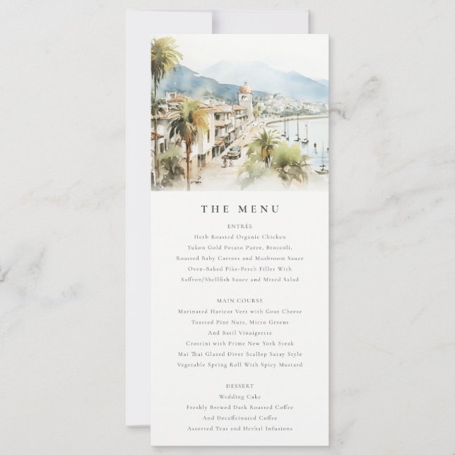 Convites Santa Marta Colombia Landscape Wedding Menu Card (Frente)