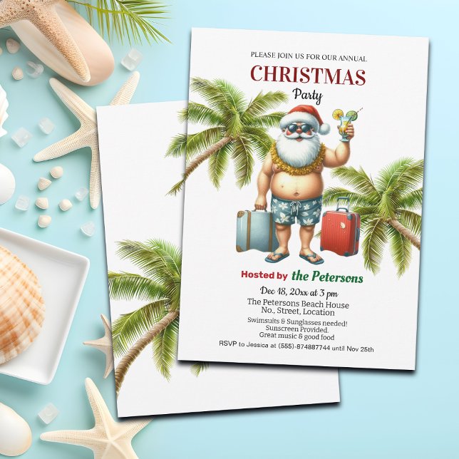 Convites Santa on a Tropical Island Christmas Party (Criador carregado)