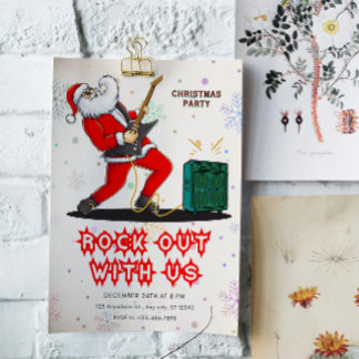 Convites Santa Rock Out Party Christmas Invitation