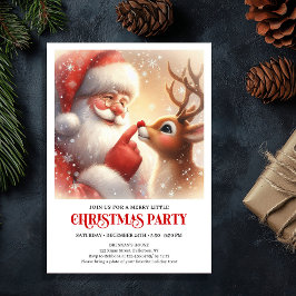 Convites Santa Rudolph Festive Family Christmas Invite