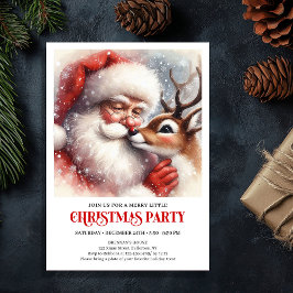 Convites Santa Rudolph Traditional Holiday Party Invitation