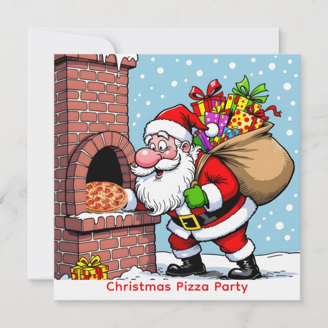 Convites Santa’s Chimney Pizza Oven Christmas Gathering (Frente)