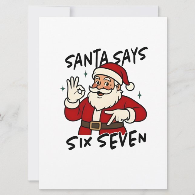 Convites Santa Says Six Seven 6 7 Funny Brainrot Christmas (Frente)