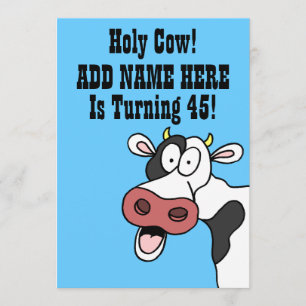 Convites Santa Vaca 45º Aniversário Encantada de Cartoon En