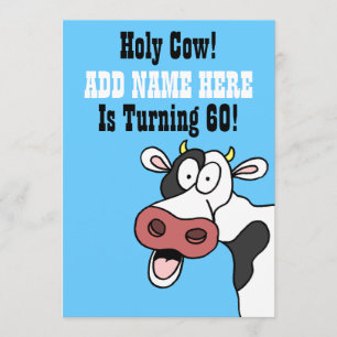 Convites Santa vaca 60º aniversário Engraçado Cartoon Co