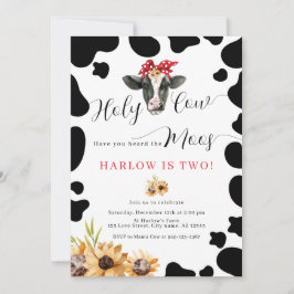 Convites Santa Vaca Fazenda Campo de girassol Aniversário