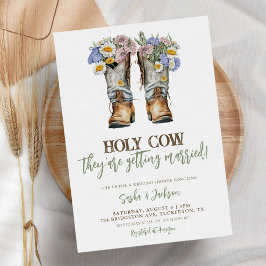 Convites Santa Vaca Floral Cowboy Boots Chá de Casamento