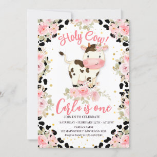 Convites Santa Vaca Floral e Impressão de Vaca Aniversário