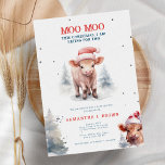 Convites Santa Vaca Highland Cow Elegante Chá de fraldas de<br><div class="desc">Santa Vaca Highland Vaca Elegante Chá de fraldas Inverno Convite Moo Moo Este Natal Estou Comendo por Dois</div>