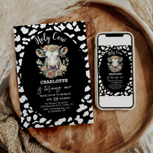 Convites Santa vaca, sou primeiro aniversario de uma vaca