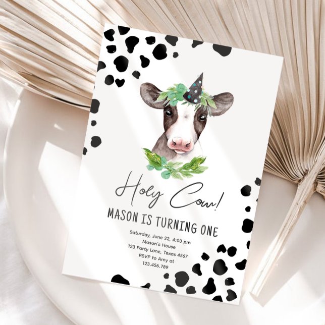 Convites Santa Vaca, sou um menino de animais de fazenda. (Criador carregado)