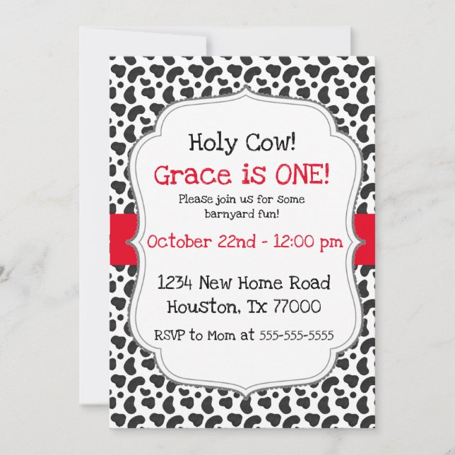 Convites Santa vaca, sou um primeiro aniversário (Frente)