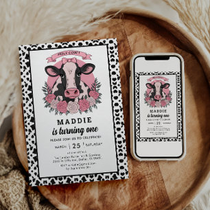 Convites Santa vaca, sou um primeiro aniversario de Cowgirl