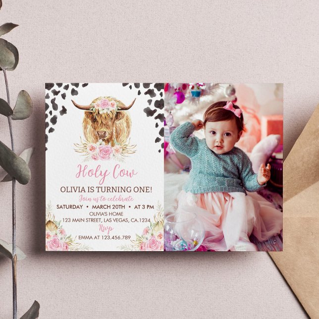 Convites Santa Vaca, sou um primeiro aniversario de Garota  (Criador carregado)