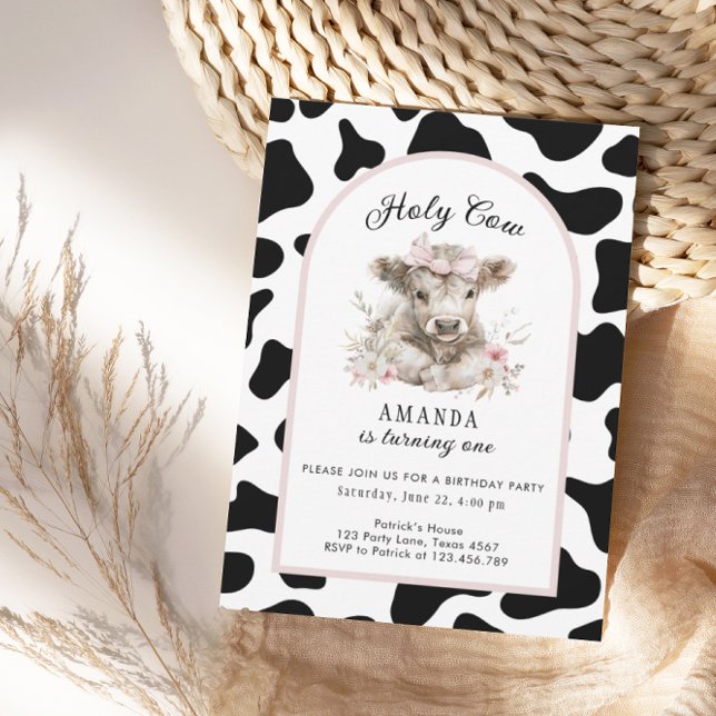 Convites Santa Vaca, sou um primeiro aniversario de Garota- (Criador carregado)