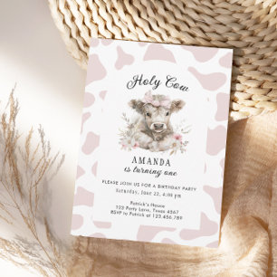 Convites Santa Vaca, sou um primeiro aniversario de Garota-