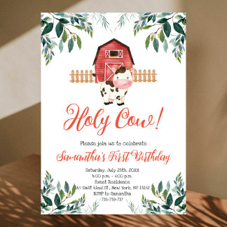 Convites Santa vaca, sou uma Festa de aniversário verde