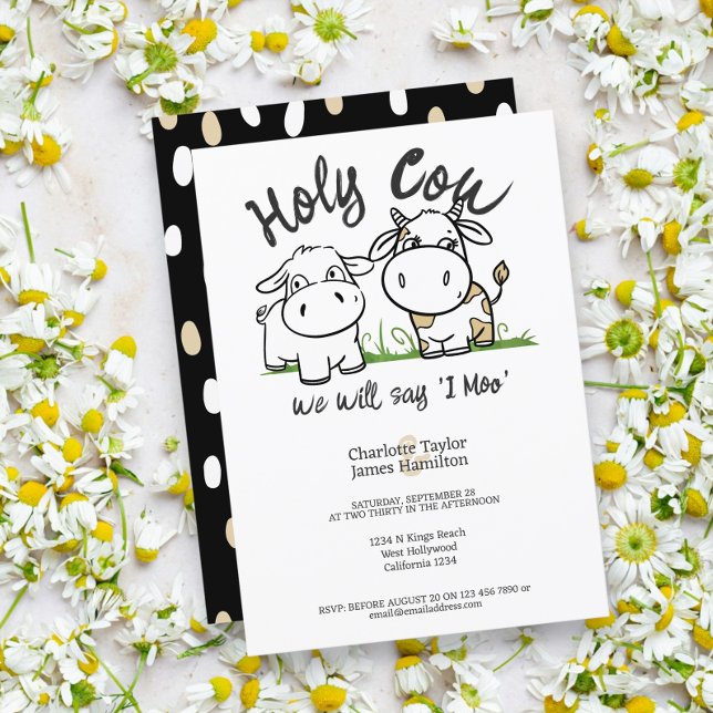Convites Santa Vaca Vamos Dizer Que Eu Mato Casamento (Holy Cow We Will Say I Moo Wedding Invitations from Ricaso. A fun pun humor cattle themed wedding)