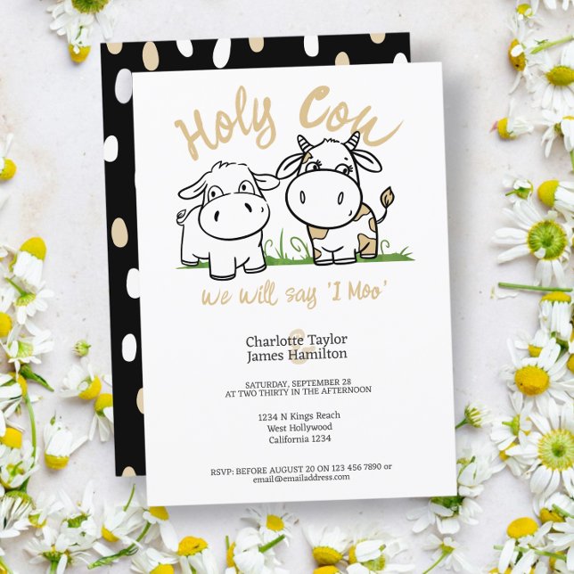 Convites Santa Vaca Vamos Dizer Que Eu Mato Casamento (Holy Cow We Will Say I Moo Wedding Invitations from Ricaso A funny pun ideal for country folk couple)