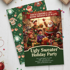 Convites Santa's List Ugly Sweater Holiday Party Dramatic