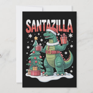Convites Santazilla Monstro Japonês Kaiju Natal Dinossauro