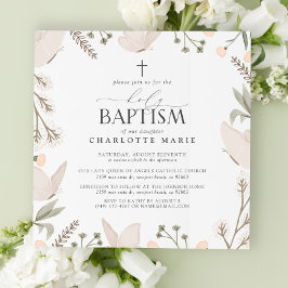 Convites Santo Batismo Borboletas Aquarela Neutro Floral