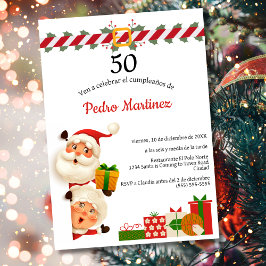 Convites Santo Espanhol e Sra. Claus Natal 50º Aniversário 