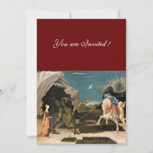 Convites SANTO GEORGE E DRAGÃO, castanho, vermelho azul pr