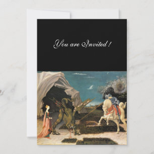 Convites SANTO GEORGE E DRAGÃO, castanho, vermelho azul pre