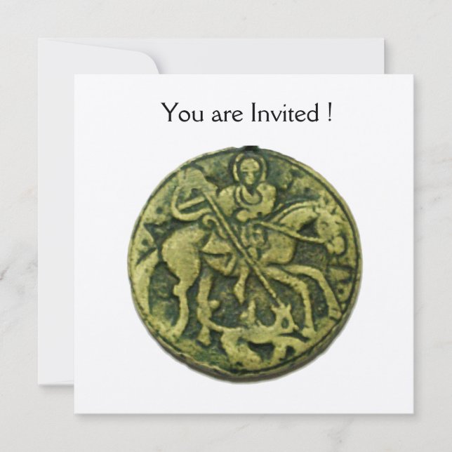 Convites SANTO GEORGE E DRAGON MEDALLION, champanhe (Frente)