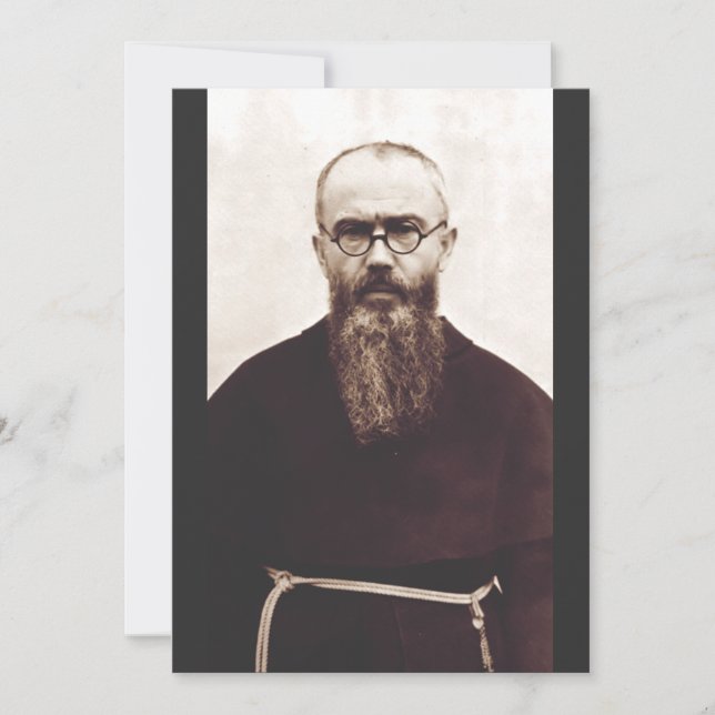 Convites Santo Maximilian Kolbe padre católico polonês (Frente)